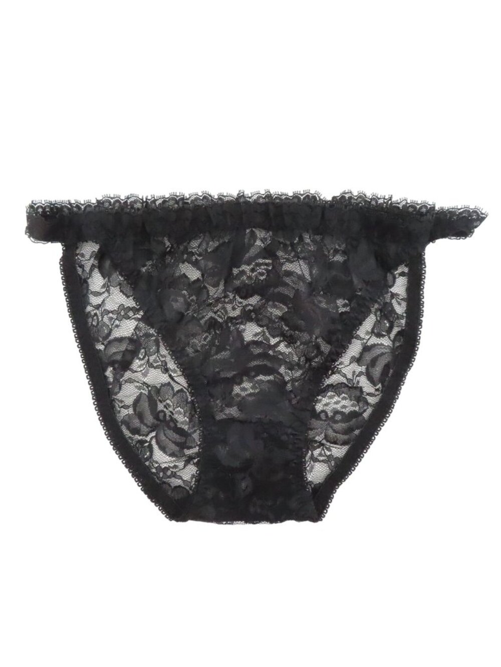 VTG Private Lives Women 10 Black Floral Flower Lace Panty Sheer See Through USA